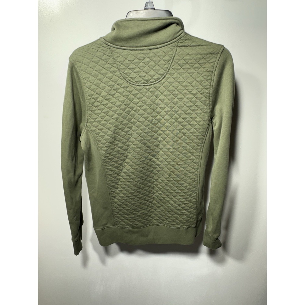 LL Bean Sweatshirt Women's Small Olive Green Quarter Zip Quilted Hiking Outdoor - Picture 5 of 7